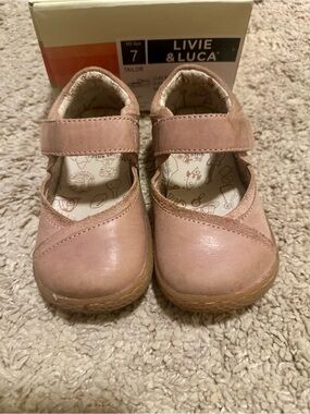 Livie & Luca Girls' Dusty Pink Mary Jane Strap Shoes